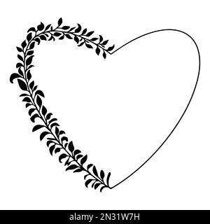 Doodle eleganter Herzrahmen, Monogramm mit Rand im Doodle-Stil, isoliert auf weißem Hintergrund. Vektordarstellung Stock Vektor