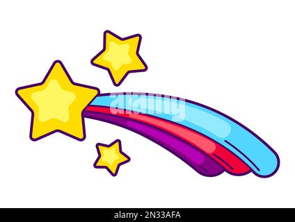 Abbildung eines Kometen. Farbenfrohe, niedliche Ikone. Kreatives Symbol im Cartoon-Stil. Stock Vektor