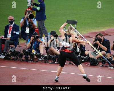 06. AUGUST 2021 - Tokio, Japan: EDA Tuğsuz der Türkei im Athletics Women's Javelin throw Final bei den Olympischen Spielen 2020 in Tokio (Foto: Mickael Chavet/ Stockfoto