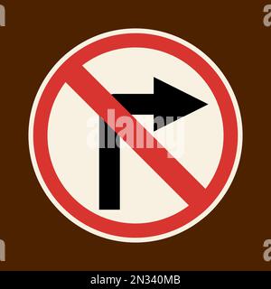 Symbol kein Rechtsabbiegen. Vorzeichenvektor-Clipart Stock Vektor