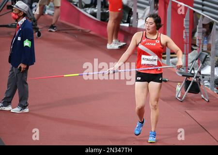 06. AUGUST 2021 – Tokio, Japan: Haruka Kitaguchi aus Japan im Athletics Women's Javelin throw Final bei den Olympischen Spielen 2020 in Tokio (Foto: Mickael CH Stockfoto
