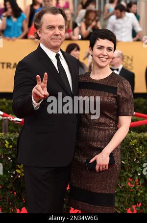Emily Donahoe, left, and Michael O'Keefe attend the premiere of "One