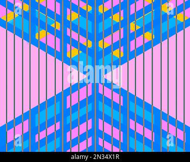Linearer Hintergrund, mehrere pastellfarbene Linien bilden ein abstraktes zweistöckiges Gebäude Stockfoto