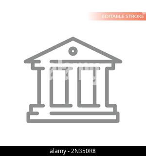Liniensymbol für Gerichtsgebäude oder Bankgebäude. Vektorsymbol für Finanzverwaltung oder Gericht. Stock Vektor
