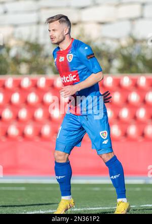 La Nucia, Spanien – 15. Januar 2023. Piast Gliwice stürmt Rauno Sappinen während der Clubfreundigkeit Ferencvaros gegen Piast Gliwice (0-1). Stockfoto