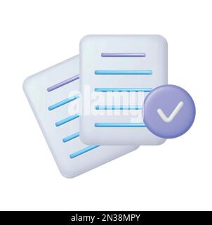 3D weiße Zwischenablage Aufgabenverwaltung To-do-Checkliste, effizientes Arbeiten am Projektplankonzept, Zuweisung und Prüfung, 3D Symbol für Arbeitslösung. 3D-Symbolvektor Stock Vektor