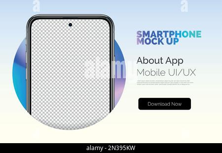 Handyvorderrahmen im Kreis. 3D Abbildung Mobiltelefon. Smartphone-Rahmen mit isoliertem transparentem Display. Realistisches Smartphone-Modell. Gerätemodell für UI, UX-Webvorlage. Stock Vektor