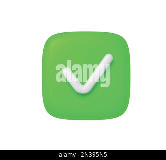 3D rechte und falsche Taste in runder Form. Grünes Ja und rotes Nein korrektes falsches Zeichen. Häkchen-Unterdrückung, Abbrechen, Fehler, Stopp, Negativ, Einverstanden Stock Vektor