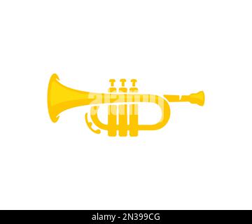 Trompete, Kornet, Musik, Musikinstrument, Windinstrument, Silhouette und Grafikdesign. Musical, Melodie, Sound, Musiker, Jazz und Symphonie Stock Vektor