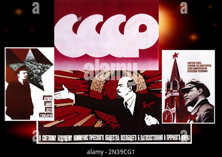 Leninistische Propaganda-Poster der UdSSR (CCCP Lenin) Stockfoto