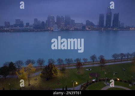Skyline von Detroit aus Windsor, Ontario, Kanada Stockfoto