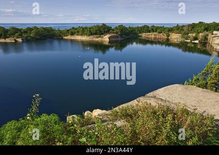 Babson Steinbruch, Heilbutt Point State Park, Rockport, Cape Ann, Massachusetts, USA Stockfoto