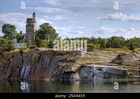 Aussichtsturm, Babson Steinbruch, Heilbutt Point State Park, Massachusetts, USA Stockfoto