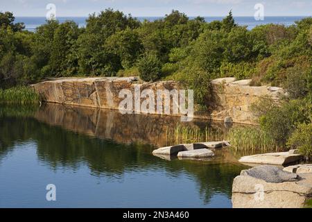 Babson Steinbruch, Heilbutt Point State Park, Rockport, Cape Ann, Massachusetts, USA Stockfoto