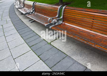 Park Bänke, Confederation Square, Ottawa, Ontario, Kanada Stockfoto