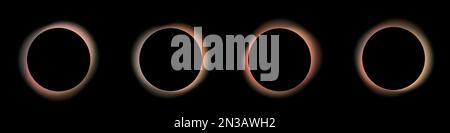 Schaltflächen für abstrakte Verlaufskreise festgelegt. Flüssige Form, flüssige, lebendige Gradienten. Glänzende Rahmen auf schwarzem Hintergrund. Vektor-isolierte Darstellung Stock Vektor