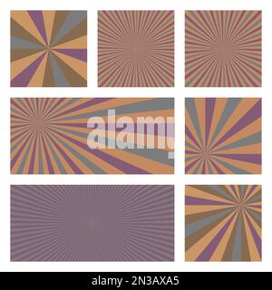 Fantastische Sunburst-Hintergrundkollektion. Abstrakte Cover mit Radialstrahlen. Erstaunliche Vektorillustration. Stock Vektor