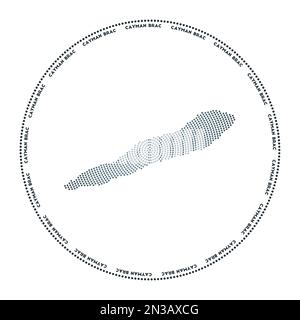 Cayman Brac rundes Logo. Digitale Form von Cayman Brac in gepunktetem Kreis mit Inselname. Technisches Symbol der Insel mit abgestuften Punkten. Erstaunlich Stock Vektor