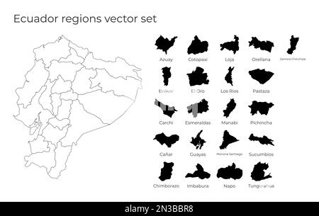 Ecuador Karte mit Formen von Regionen. Leere Vektorkarte des Landes mit Regionen. Grenzen des Landes für Ihre Infografik. Vektorabbildung. Stock Vektor