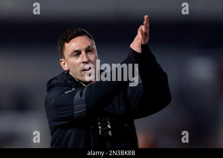 Fleetwood Town Manager Scott Brown nach der vierten Wiederholung des FA Cup im Highbury Stadium, Fleetwood. Foto: Dienstag, 7. Februar 2023. Stockfoto