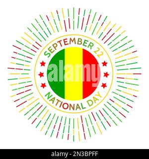 Mali Nationalfeiertag-Abzeichen. Unabhängigkeit von Frankreich im Jahr 1960. Am 22. September gefeiert. Stock Vektor