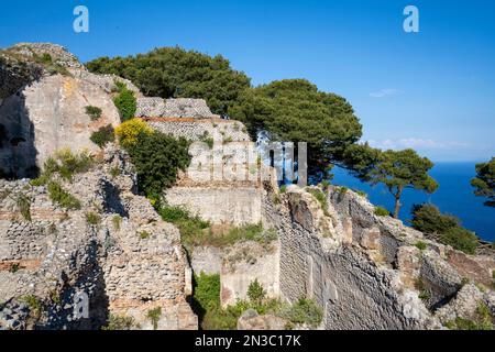 Archäologische Stätte der Grotta di Tiberio in der Villa Jovis auf der Insel Capri; Neapel, Capri, Italien Stockfoto