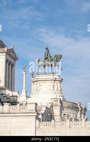 Reiterstatue von Victor Emanuel II. Vor dem Vittoriano, Altar des Vaterlandes, Victor Emmanuel Denkmal, Altare della Patria Piazza VE... Stockfoto