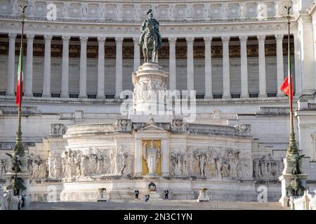 Reiterstatue von Victor Emanuel II. Vor dem Vittoriano, Altar des Vaterlandes, Victor Emmanuel Denkmal, Altare della Patria Piazza VE... Stockfoto