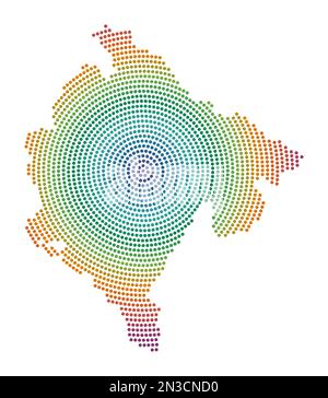 Gepunktete Karte Montenegros. Digitale Form Montenegros. Technisches Symbol des Landes mit abgestuften Punkten. Fantastische Vektordarstellung. Stock Vektor