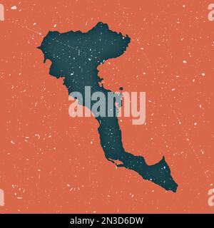 Korfu-Karte im Vintage-Stil. Grunge-Karte der Insel mit verzweifelter Textur. Korfu-Poster. Vektordarstellung. Stock Vektor