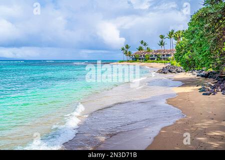 Surfen am Ufer in einem Strandresort in Lahaina; Maui, Hawaii, USA Stockfoto