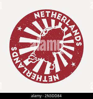 Niederlande Stempel. Roter Gummistempel mit Landkarte, Vektorillustration. Stock Vektor