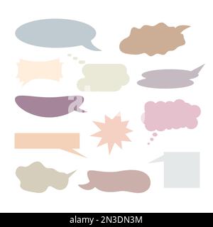 Sprechblasen-Set Pastellfarben Kritzelvektorzeichnung, Aufkleber für Planer, Kugelschreiber, Valentinstag-Dekor, grafisches Element der Konversation Stock Vektor