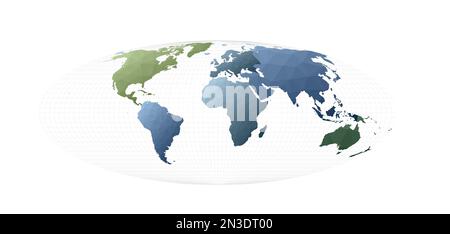 Bunte Weltkarte. Bromley-Projektion. Bizarre Vektordarstellung. Stock Vektor