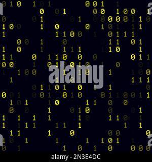Technologischer Hintergrund. Gelber dünn besiedelter binärer Hintergrund. Kleines nahtloses Muster. Künstlerische Vektorillustration. Stock Vektor