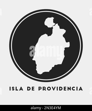 Ikone der Isla de Providencia. Rundes Logo mit Inselkarte und Titel. Stilvolles Isla de Providencia-Abzeichen mit Karte. Vektordarstellung. Stock Vektor