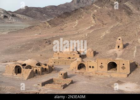 Ruine Zoroastrian, Tower of Silence Complex, außerhalb von Yazd; Provinz Yazd, Iran Stockfoto