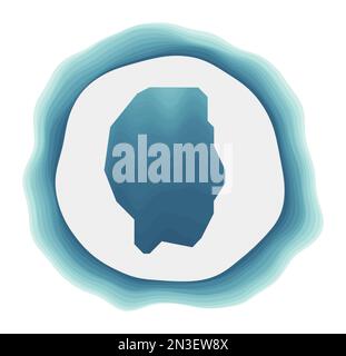 Logo von Gili Trawangan. Abzeichen der Insel. Geschichtetes kreisförmiges Schild um die Rahmenform von Gili Trawangan. Lebendige Vektordarstellung. Stock Vektor