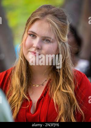 Prinzessin Amalia aus den Niederlanden im Emilio Wilson Park in Philipsburg, am 07. Februar 2023, um die ehemalige Wachposten-Plantage und das Erwin Richardson Little League Stadium zu besuchen, am 8. Tag des Besuchs im Caribbean Photo: Albert Nieboer/Netherlands OUT/Point de Vue OUT Stockfoto