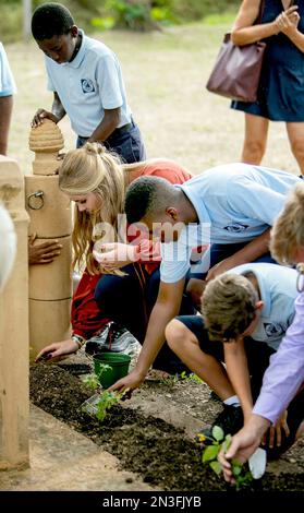 Prinzessin Amalia aus den Niederlanden im Emilio Wilson Park in Philipsburg, am 07. Februar 2023, um die ehemalige Wachposten-Plantage und das Erwin Richardson Little League Stadium zu besuchen, am 8. Tag des Besuchs im Caribbean Photo: Albert Nieboer/Netherlands OUT/Point de Vue OUT Stockfoto