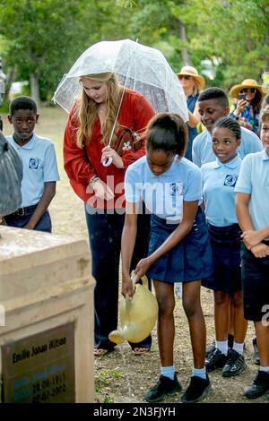 Prinzessin Amalia aus den Niederlanden im Emilio Wilson Park in Philipsburg, am 07. Februar 2023, um die ehemalige Wachposten-Plantage und das Erwin Richardson Little League Stadium zu besuchen, am 8. Tag des Besuchs im Caribbean Photo: Albert Nieboer/Netherlands OUT/Point de Vue OUT Stockfoto