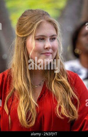 Prinzessin Amalia aus den Niederlanden im Emilio Wilson Park in Philipsburg, am 07. Februar 2023, um die ehemalige Wachposten-Plantage und das Erwin Richardson Little League Stadium zu besuchen, am 8. Tag des Besuchs im Caribbean Photo: Albert Nieboer/Netherlands OUT/Point de Vue OUT Stockfoto