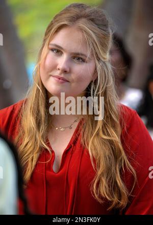 Prinzessin Amalia aus den Niederlanden im Emilio Wilson Park in Philipsburg, am 07. Februar 2023, um die ehemalige Wachposten-Plantage und das Erwin Richardson Little League Stadium zu besuchen, am 8. Tag des Besuchs im Caribbean Photo: Albert Nieboer/Netherlands OUT/Point de Vue OUT Stockfoto