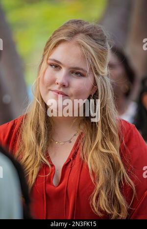 Prinzessin Amalia aus den Niederlanden im Emilio Wilson Park in Philipsburg, am 07. Februar 2023, um die ehemalige Wachposten-Plantage und das Erwin Richardson Little League Stadium zu besuchen, am 8. Tag des Besuchs im Caribbean Photo: Albert Nieboer/Netherlands OUT/Point de Vue OUT Stockfoto