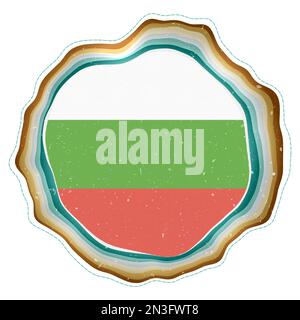Bulgarien-Flagge im Rahmen. Dienstmarke des Landes. Geschichtetes kreisförmiges Schild um die bulgarische Flagge. Leistungsstarke Vektordarstellung. Stock Vektor