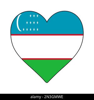 Usbekistan Heart Shape Flag. Ich Liebe Usbekistan. Besuchen Sie Usbekistan. Zentralasien. Asien. Grafische Konstruktion Von Vektordarstellungen. Stock Vektor
