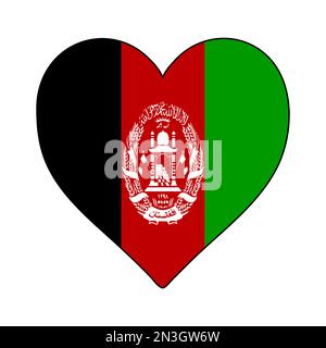 Afghanistan: Herzform-Flagge. Ich Liebe Afghanistan. Besuchen Sie Afghanistan. Südasien. Asien. Grafische Konstruktion Von Vektordarstellungen. Stock Vektor