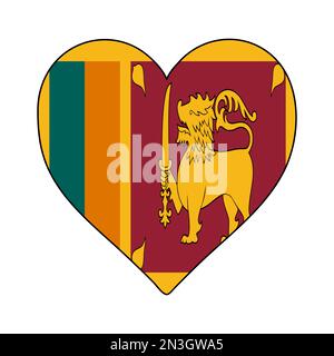 Sri Lanka: Herzform-Flagge. Ich Liebe Sri Lanka. Besuchen Sie Sri Lanka. Südasien. Asien. Grafische Konstruktion Von Vektordarstellungen. Stock Vektor