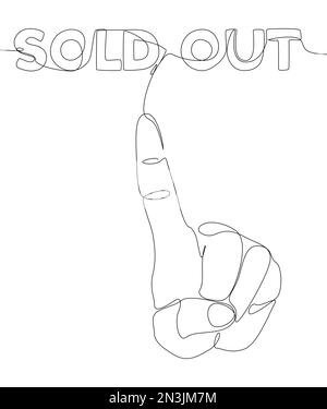 Eine durchgehende Handlinie zeigt das Wort „ausverkauft“. Vektorkonzept zur Darstellung dünner Linien. Kontur Zeichnen kreativer Ideen. Stock Vektor