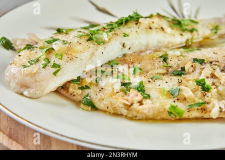 Barcy-Style auf dem Teller. Französische Gourmetküche Stockfoto